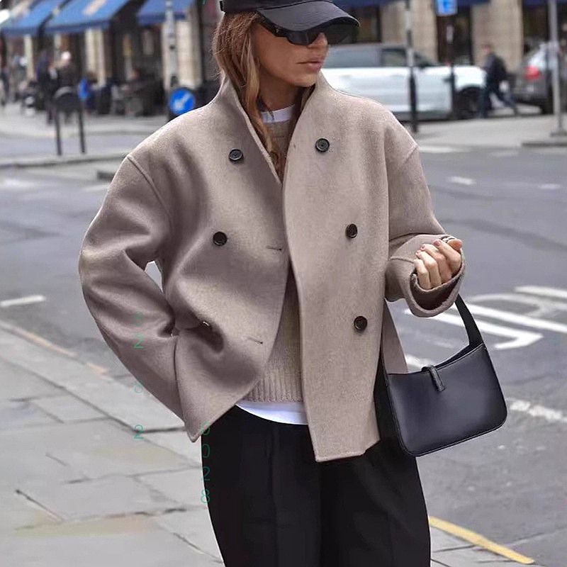 Wool Coat Peacoat - Womens Double Breasted Wool Coat Solid
