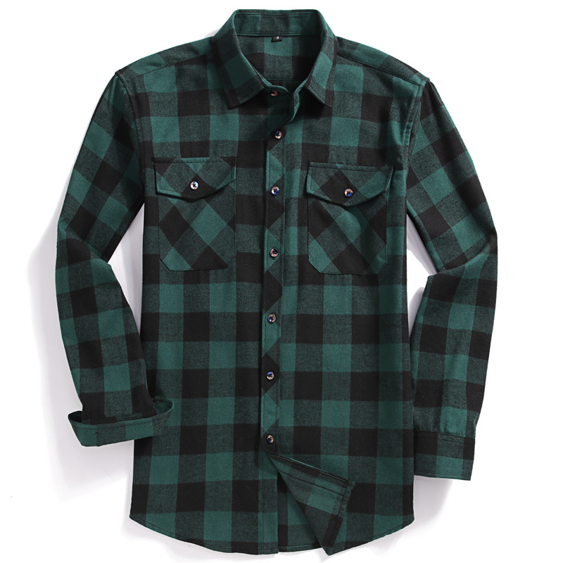 Fall Men's Long-Sleeved Casual - Flannel Shirt Lined ulasan dan harga