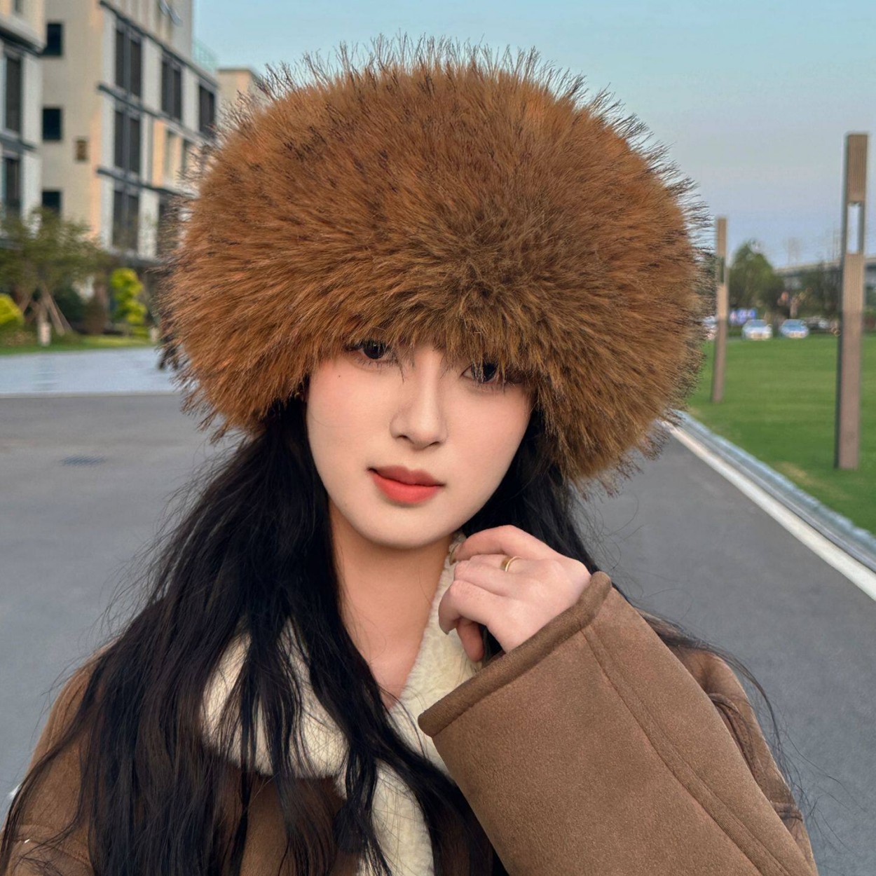 Soft Plush Faux Fox Fur Circle - Knit Beanie Hat Warm ulasan dan harga