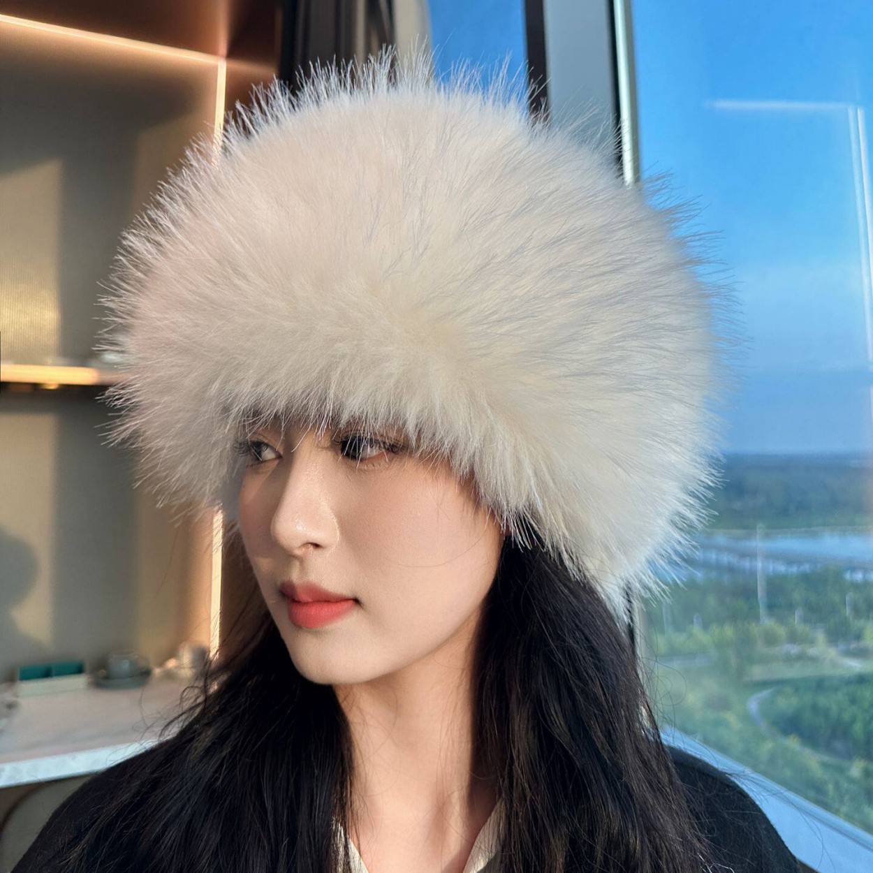 Soft Plush Faux Fox Fur Circle - Knit Beanie Hat Warm ulasan dan harga