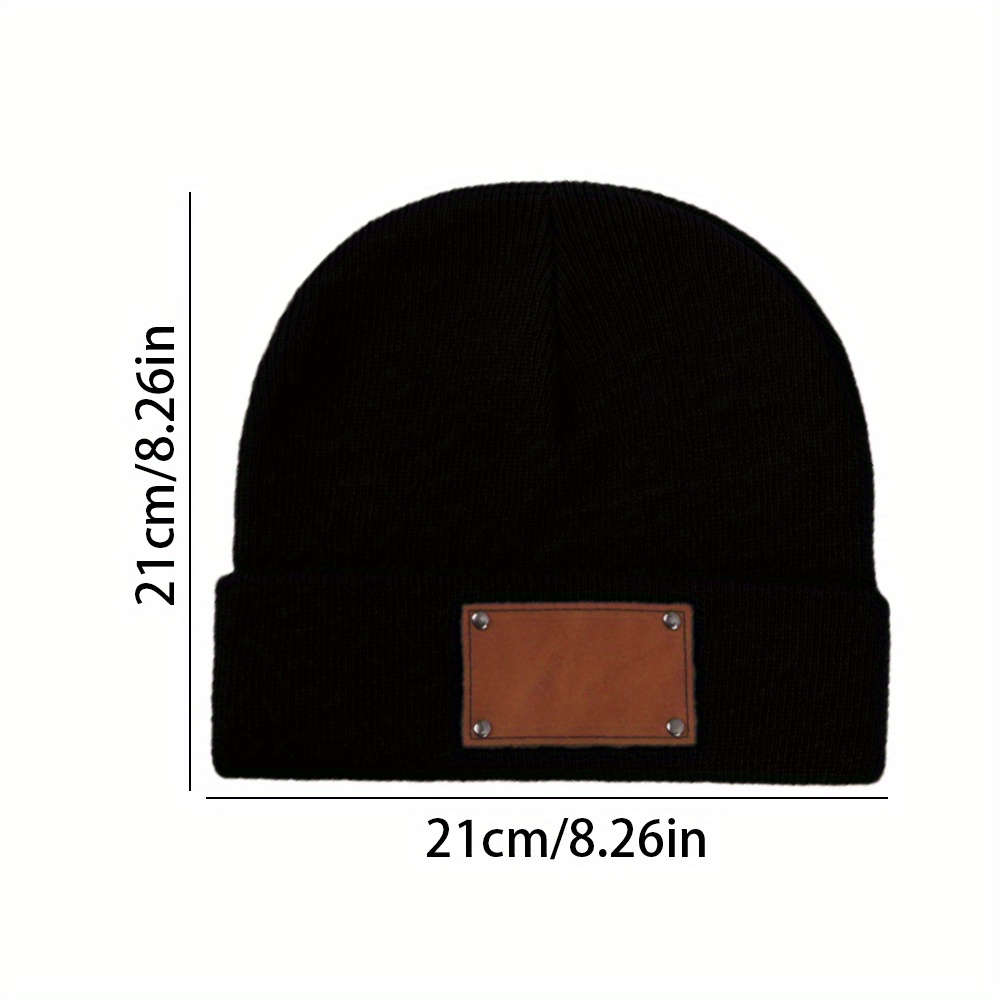 Custom Leather Patch Beanie Cu - Knit Beanie Hat Warm ulasan dan harga