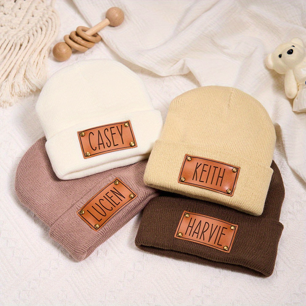 Custom Leather Patch Beanie Cu - Knit Beanie Hat Warm ulasan dan harga
