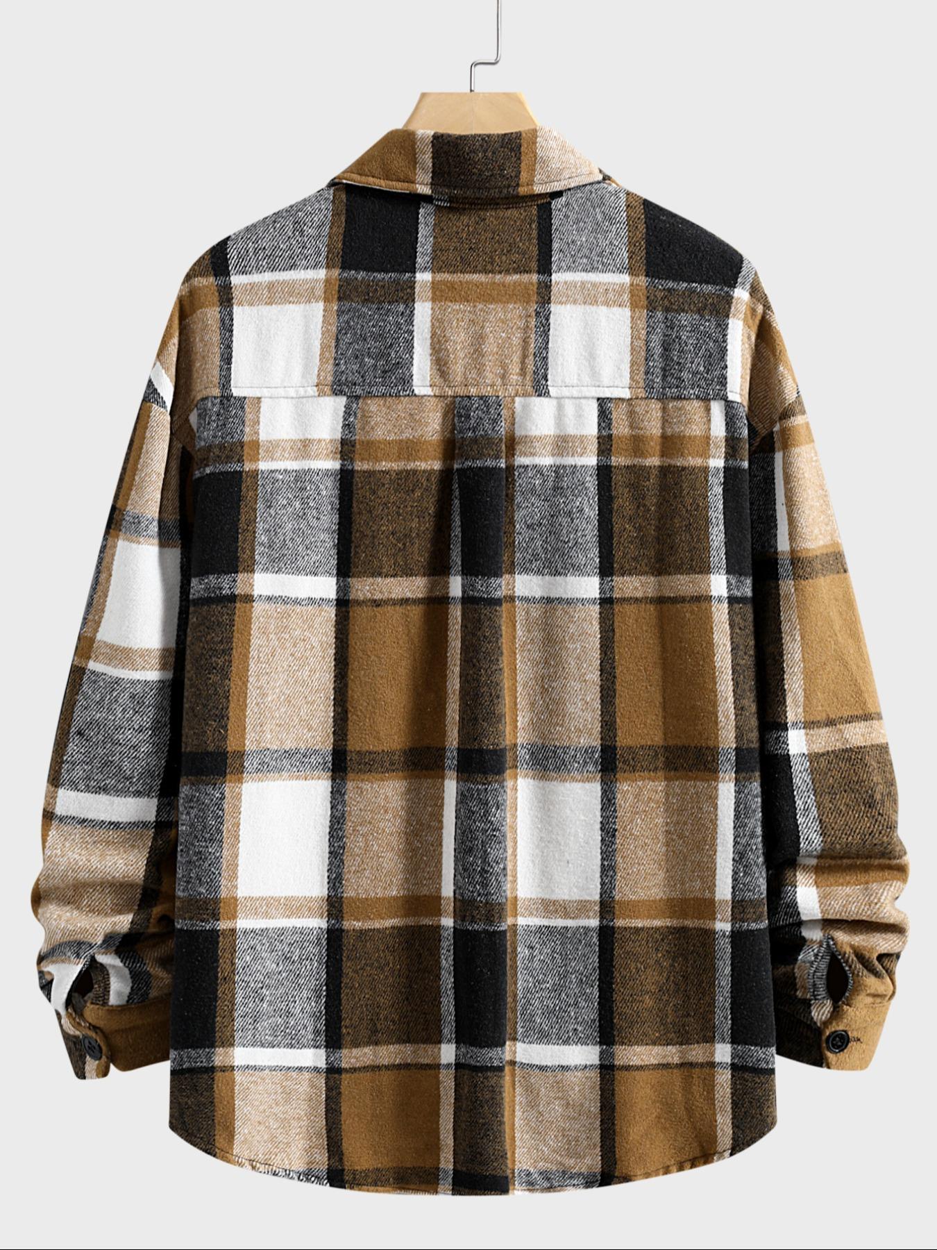 Retro Plaid Shirt Men Casual E - Flannel Shirt Lined ulasan dan harga