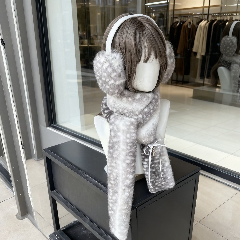 Cute Deer Print Scarf Winter W - Earmuffs Foldable ulasan dan harga