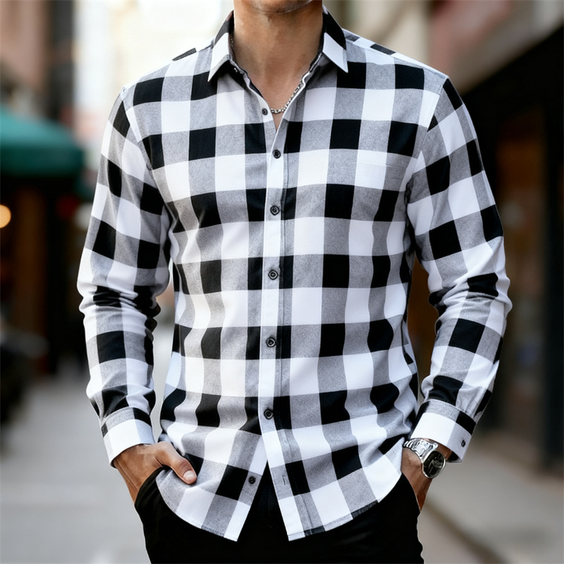 Men's Classic Red and Black Pl - Flannel Shirt Lined ulasan dan harga