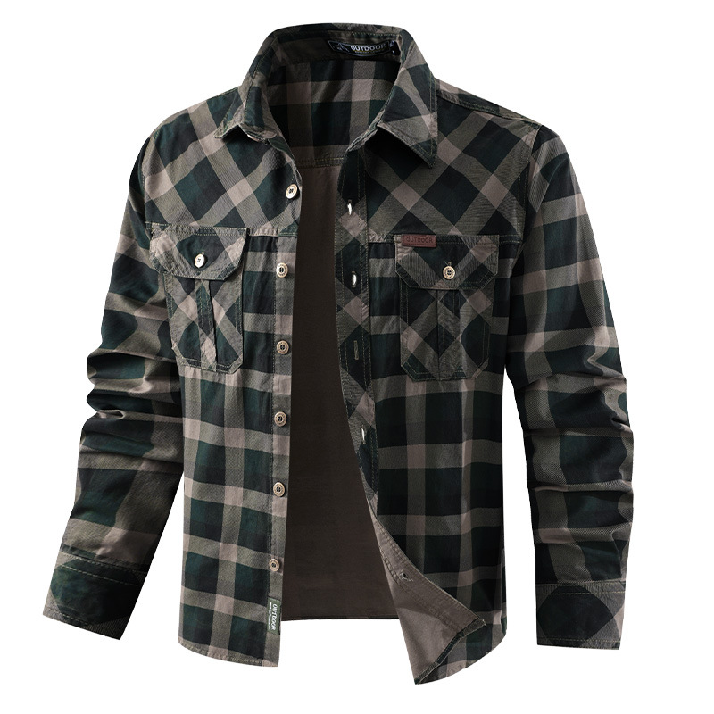 Men Plaid Casual Shirts Male M - Flannel Shirt Lined ulasan dan harga
