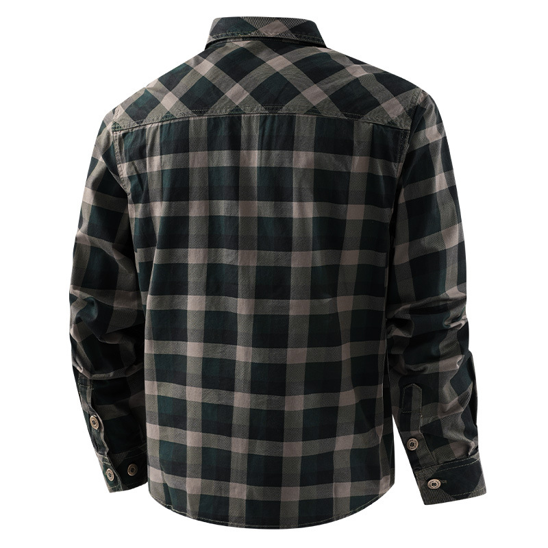 Men Plaid Casual Shirts Male M - Flannel Shirt Lined ulasan dan harga