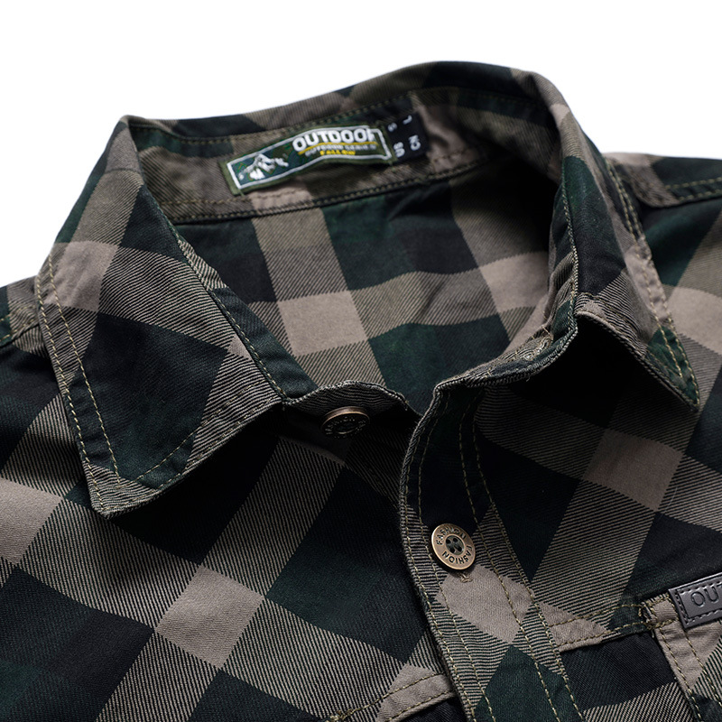 Men Plaid Casual Shirts Male M - Flannel Shirt Lined ulasan dan harga