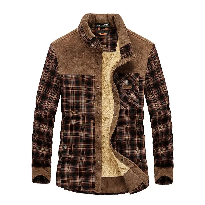 Men Plaid Shirts Winter Jacket - Flannel Shirt Lined ulasan dan harga